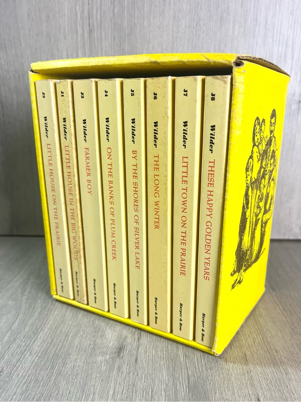 1971 LITTLE HOUSE BOOKS 9 Volumes Complete Yellow Boxed Set Laura Ingalls Wilder